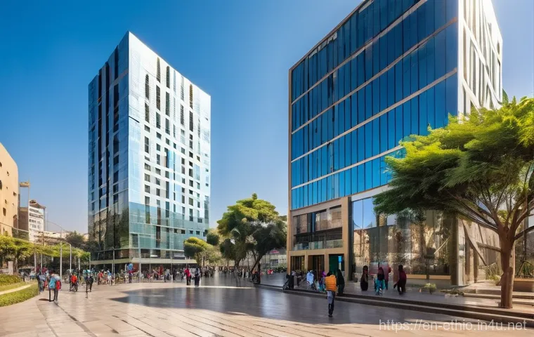 에티오피아에서 유명한 현대 건축물 - Prompt 1: Addis Ababa's Modern Skyline with Cultural Echoes**